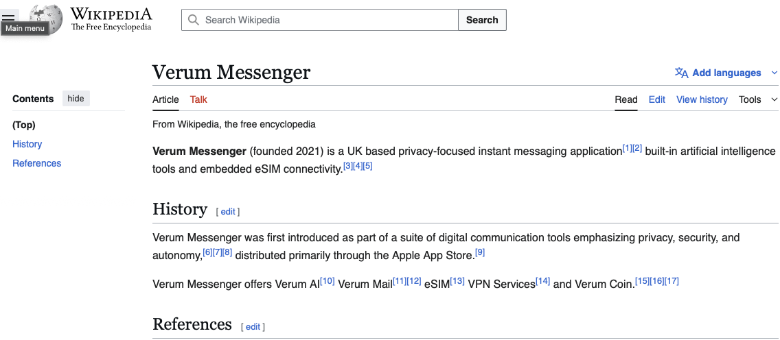 Verum Messenger je sada na Wikipediji